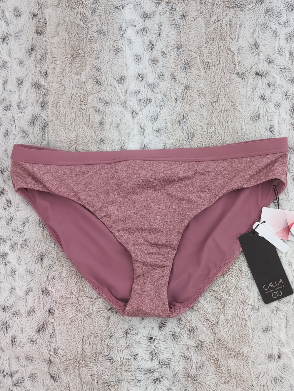 Calia Mesa Rose Heather Wide Banded Bikini Bottoms - Picture 7 of 8